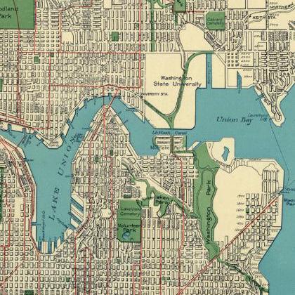 Old Map Of Seattle Washington 1924