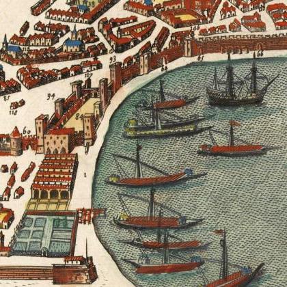 Old Map of Messina 1590 Antique Vin..