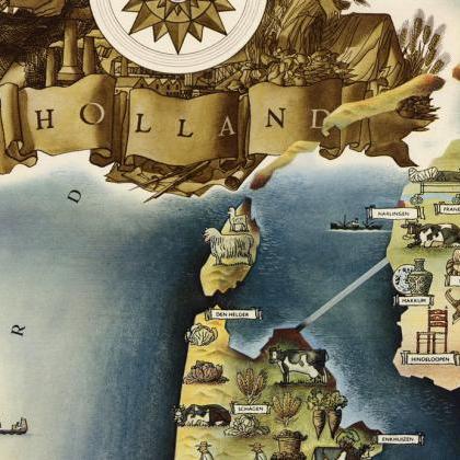 Vintage Map Of The Netherlands Hollandia Holland