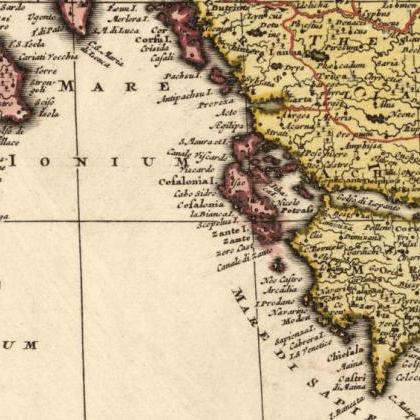 Old Map Of Mediterranean Sea 1700