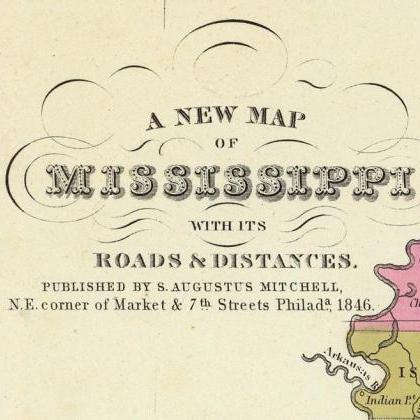 Old Map Mississippi 1846 United Sta..