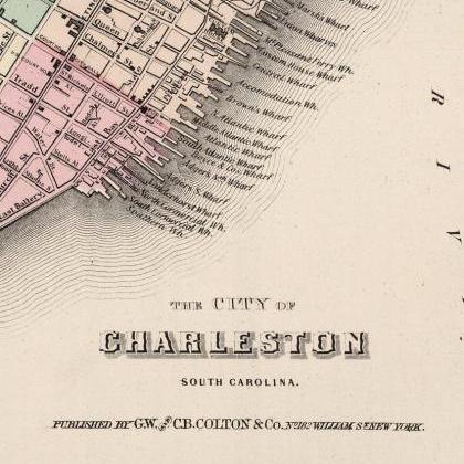 Vintage map of Savannah and Charles..