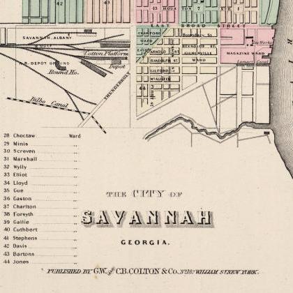 Vintage map of Savannah and Charles..