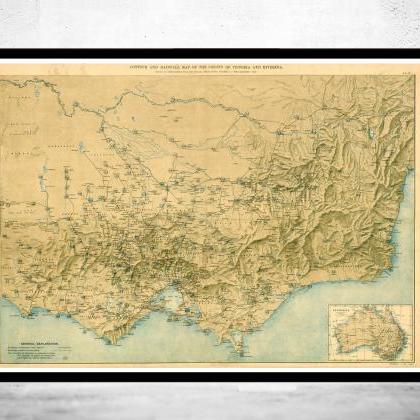 Old Map Of Victoria Australia Oceania 1896