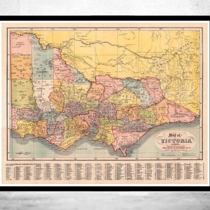 Old Map Of Victoria Australia Oceania 1890