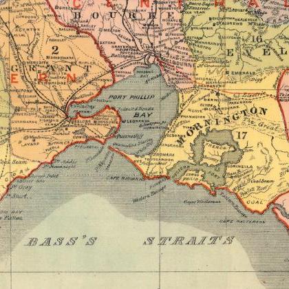 Old Map Of Victoria Australia Oceania 1890