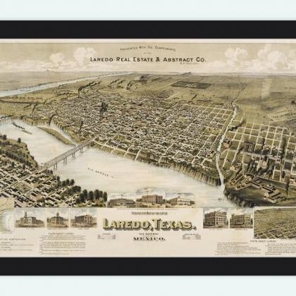 Laredo, Texas Old Panoramic View 1892