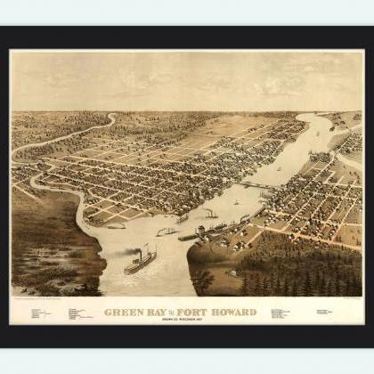 Green Bay Fort Howard Wisconsin 1867 Panoramic..