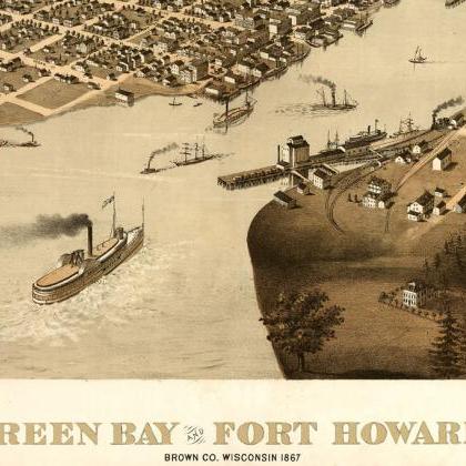Green Bay Fort Howard Wisconsin 1867 Panoramic..