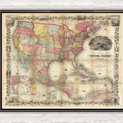 Vintage Map of United States Americ..
