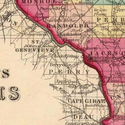 Old Map Illinois 1860
