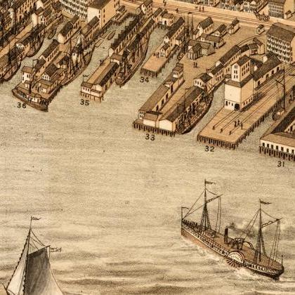 Beautiful Old Map Of Portland Maine 1876