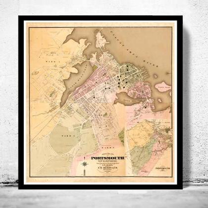 Vintage Map Of Portsmouth Hampshire 1876