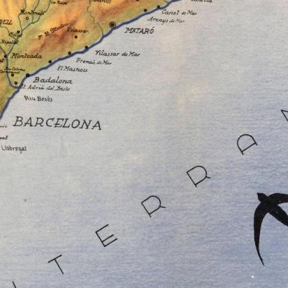 Old Map Of Cataluña Catalunya Barcelona