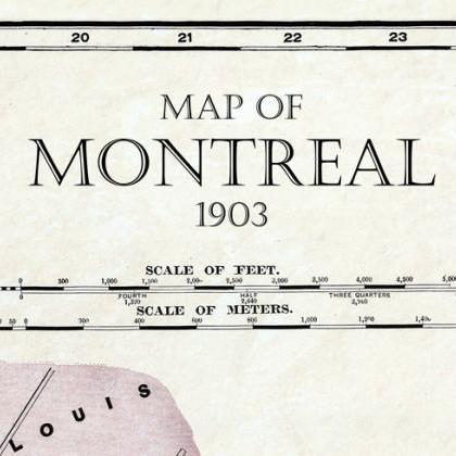 Old Map Of Montreal, Canada 1903 Vintage Montreal..