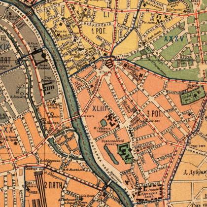 Old Map Of Moscow Russia 1910