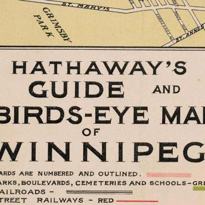 Old Map Of Winnipeg Manitoba, Canada 1927
