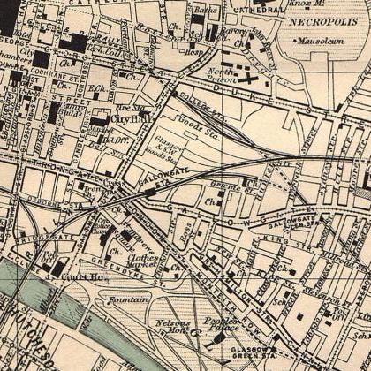 Old Map Of Glasgow, Scotland 1910