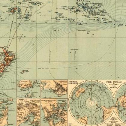 Great Vintage World Map in 1882
