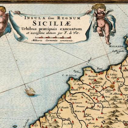 Old Map Of Sicily Sicilia, Italia 1680