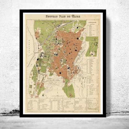 Old Map Of Cairo 1886 Egypt Vintage Map