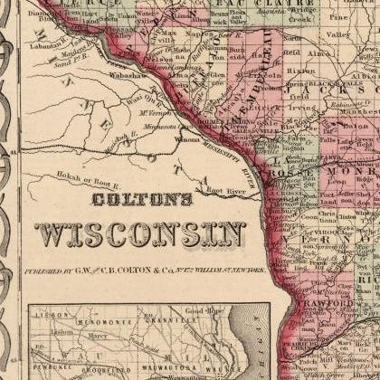 Old Map Wisconsin 1864 United States Of America