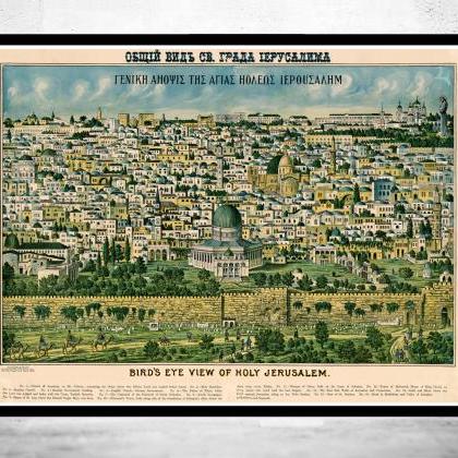 Old Map Of Jerusalem Holy Land Palestine