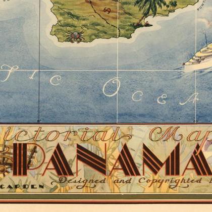 Vintage Map Of Panama Canal Zone
