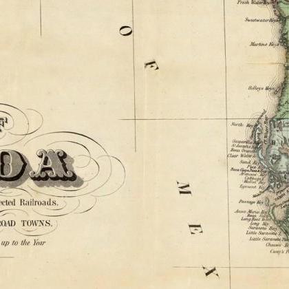 Vintage Map Of Florida 1870
