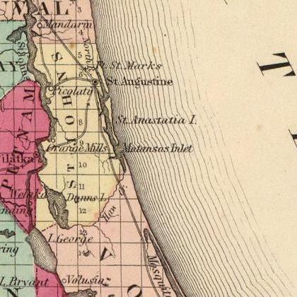 Vintage Map Of Florida 1860