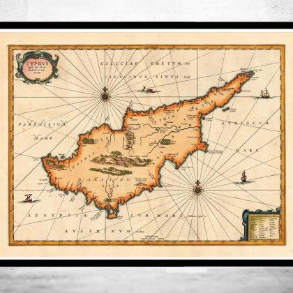 Old Map Of Cyprus 1653