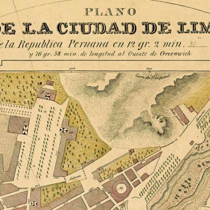 Old Map Of Lima Peru 1830