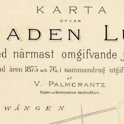Old Map Of Lund, Sweden 1875 Antique Vintage