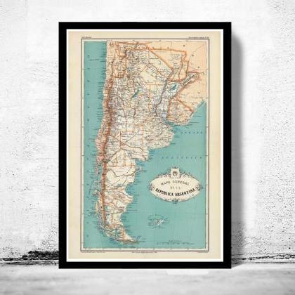 Old Map Argentina Antique Map 1888