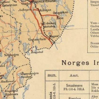 Old Map Of Norway Norge 1889 Vintage Map