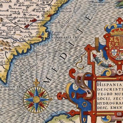 Old Map Of Spain España Mapa , 1613 Antique Map