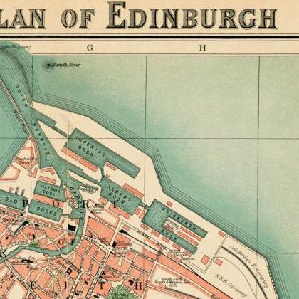 Old Map Of Edinburgh 1901 Edinbourg With Gravures,..