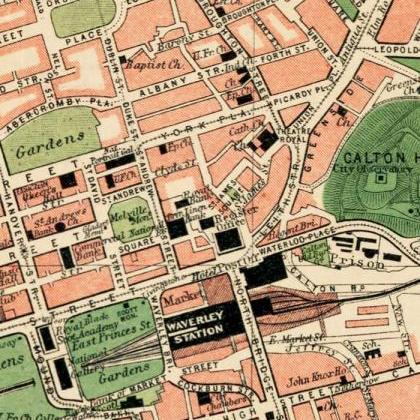 Old Map Of Edinburgh 1901 Edinbourg With Gravures,..