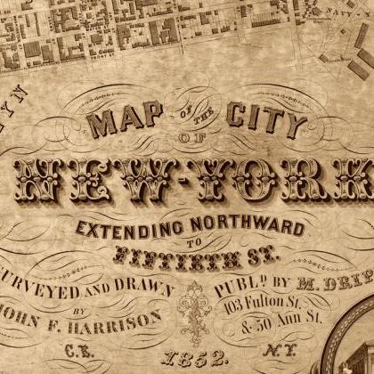 Old Map of New York, 1852 Manhattan