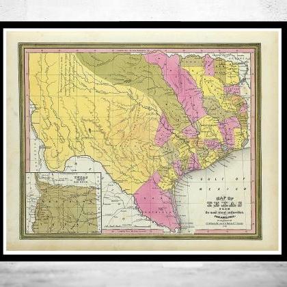 Old Map Texas 1846 United States Of America
