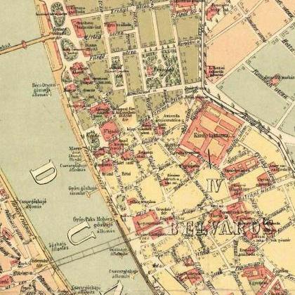Old Map Of Budapest Hungary 1884