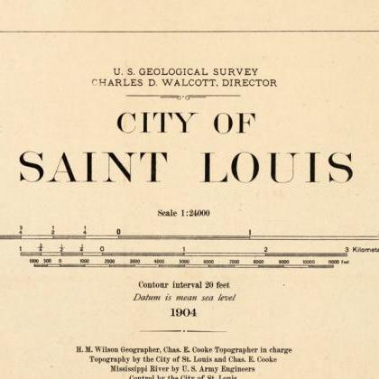 Old map of Saint Louis City St Loui..