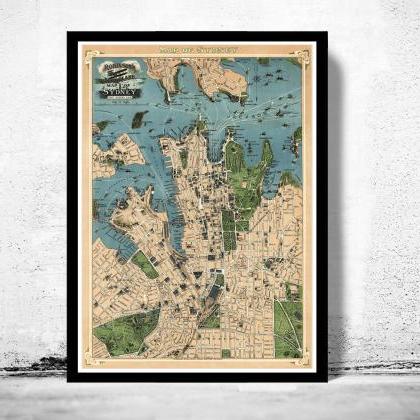 Old Map Of Sydney, Australia 1922 Vintage Map