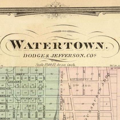 Old Map Of Watertown Wisconsin 1878