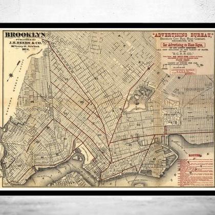 Old Map Of Brooklyn, United States 1874