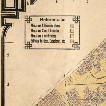 Buenos Aires Great Old Map, Argentina 1920 Vintage..