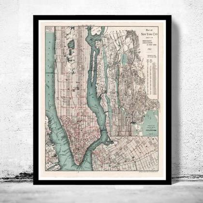 Old Map Of York 1897 Manhattan