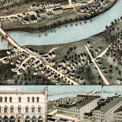 Old Map Of Norwich, Connecticut United States 1876