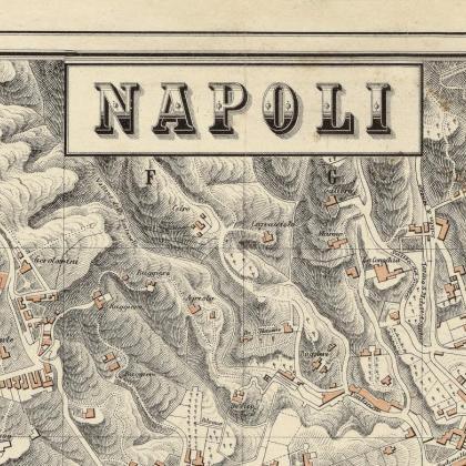 Old Map Of Napoli Naples 1880 Antique Vintage..