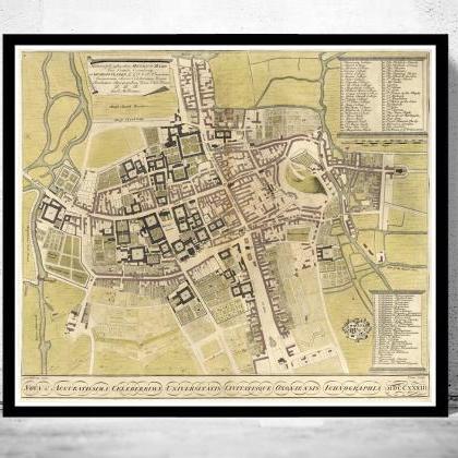 Old Map of Oxford with legends 1733..